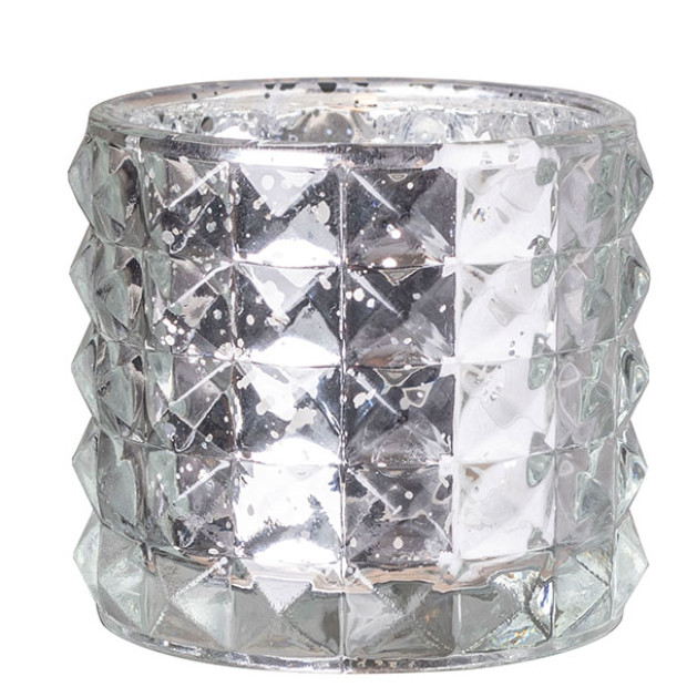 Studded Glass Votive Silver 2.5