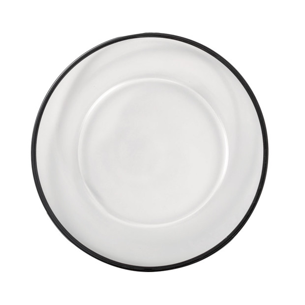 Black Rim Glass Dinner Plate 10.5