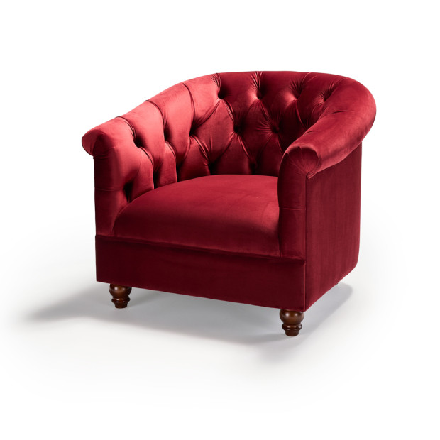 Ellison Tufted Armchair Merlot Velvet
