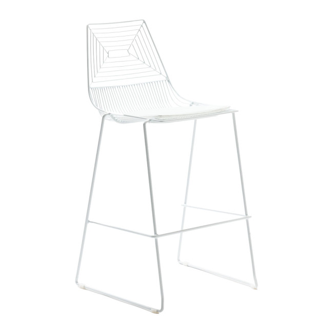 Flora White Metal Bar Stool