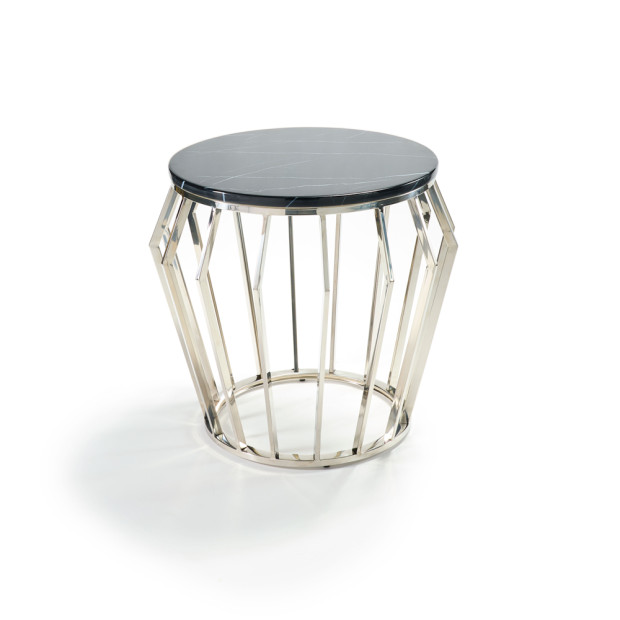 Emma Chrome Side Table with Black Marble