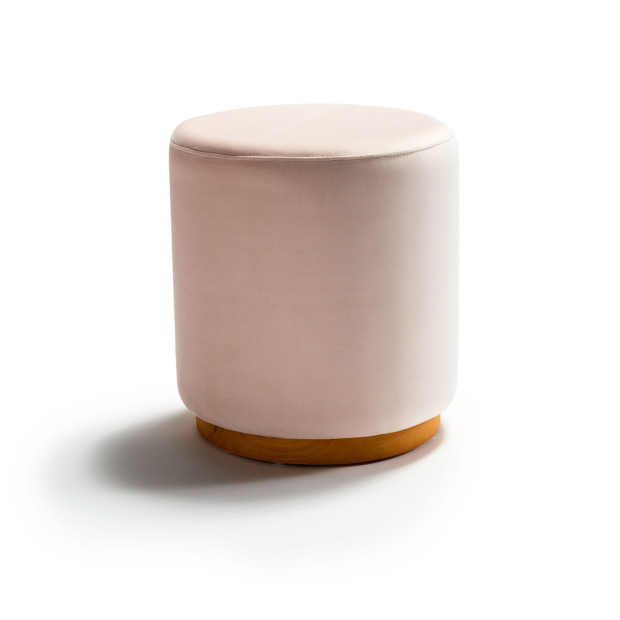 Benton Ottoman Light Pink Velvet Small