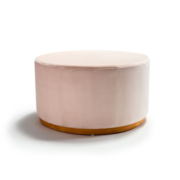 Benton Ottoman Light Pink Velvet Large