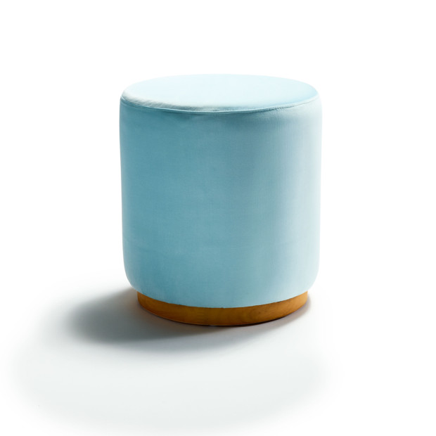 Benton Ottoman Light Blue Velvet Small