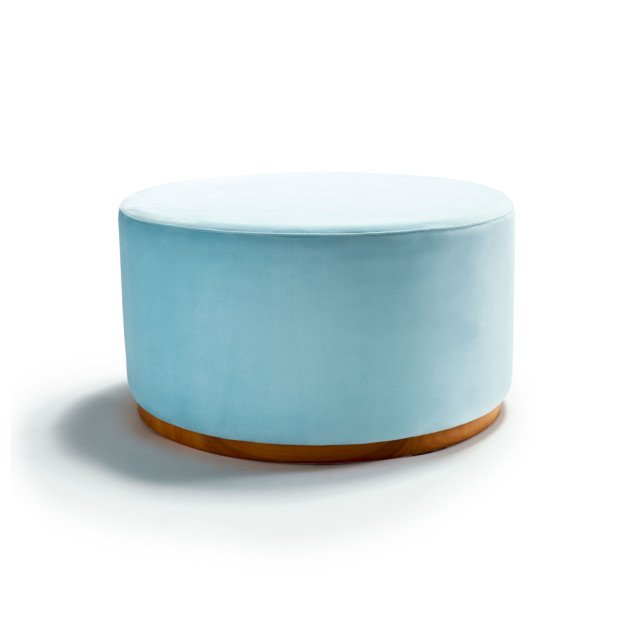 Benton Ottoman Light Blue Velvet Large