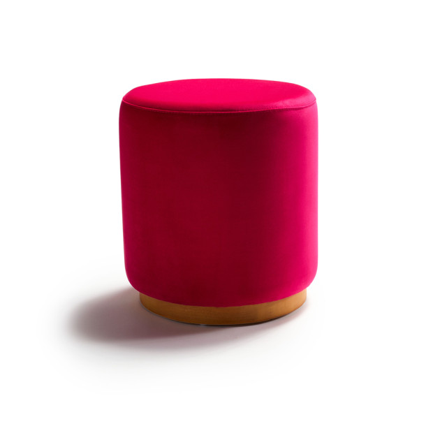 Benton Ottoman Cerise Velvet Small