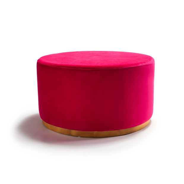 Benton Ottoman Cerise Velvet Large