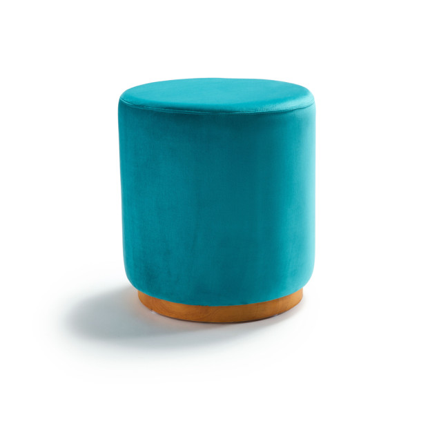 Benton Ottoman Bright Teal Velvet Small