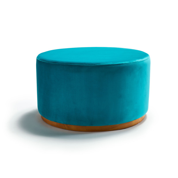 Benton Ottoman Bright Teal Velvet Large