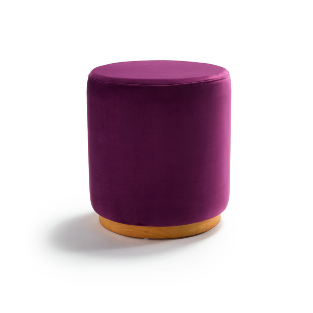 Benton Ottoman Aubergine Velvet Small