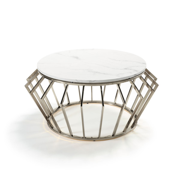 Emma Chrome Coffee Table with White Marble 