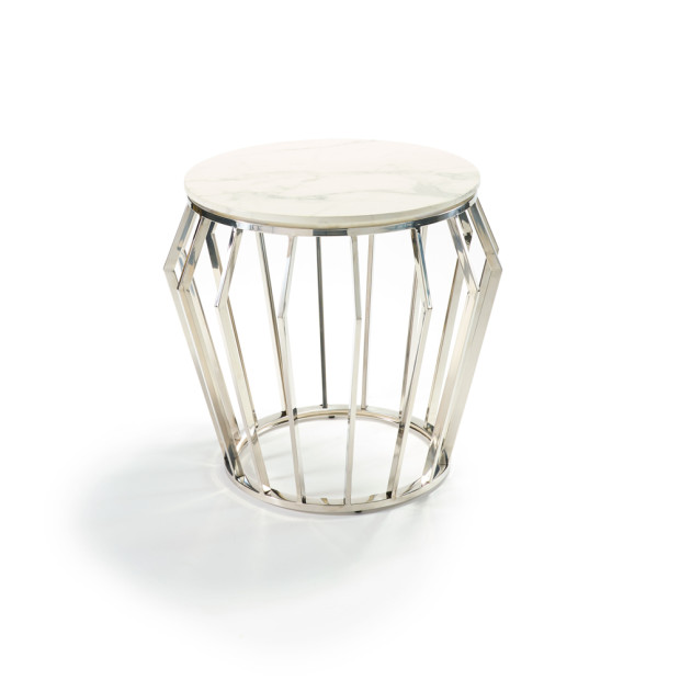 Emma Chrome Side Table with White Marble