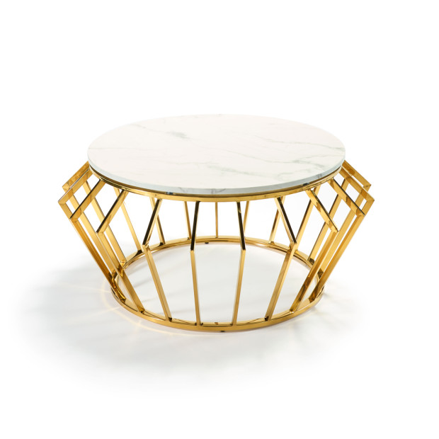 Emma Gold Coffee Table with White Marble