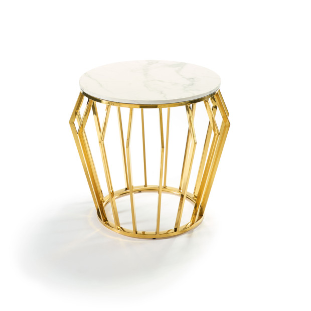 Emma Gold Side Table with White Marble